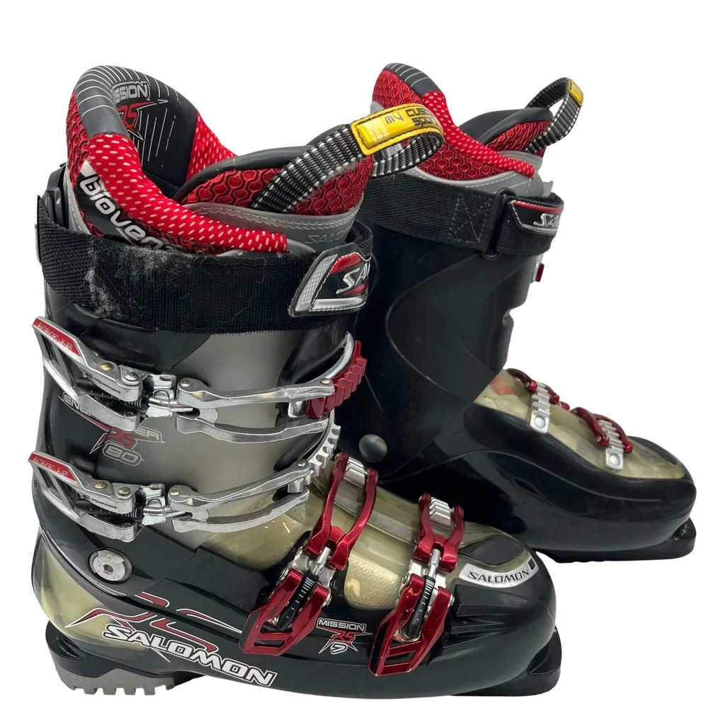 Salomon Mission RS 7 Ski Boots Mens 28 Black Red Energizer 75 Biovent Downhill